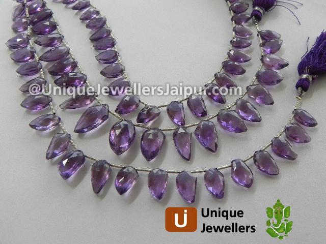 Amethyst Faceted Uneven Leaf Beads